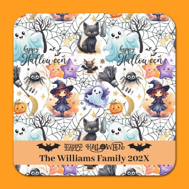 Charming Halloween Paper Coaster Customizable Name (Creator Uploaded)
