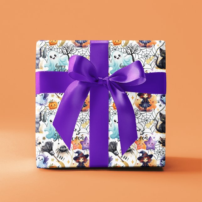 Charming Halloween Wrapping Paper Orange - Purple (Creator Uploaded)