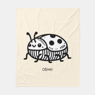 Charming Hand-Drawn Beetle Illustration  Fleece Blanket