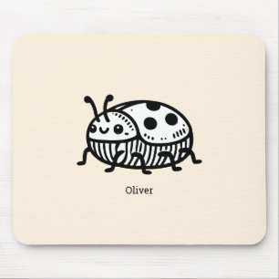 Charming Hand-Drawn Beetle Illustration Mouse Pad