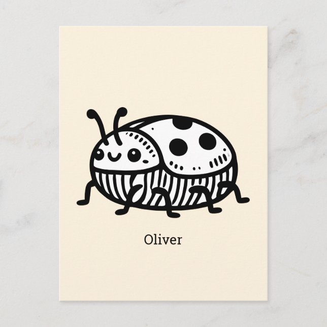 Charming Hand-Drawn Beetle Illustration  Postcard (Front)