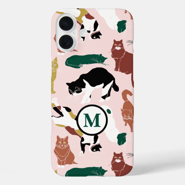 Charming hand-drawn cats on pink background Case-Mate iPhone case (Back)