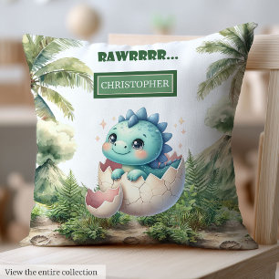 Charming Hatching Soon Baby Dinosaur Nursery  Throw Pillow