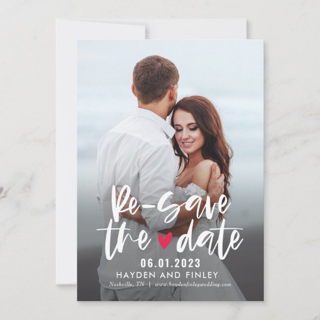 Charming Heart EDITABLE COLOR Resave The Date Card (Front)