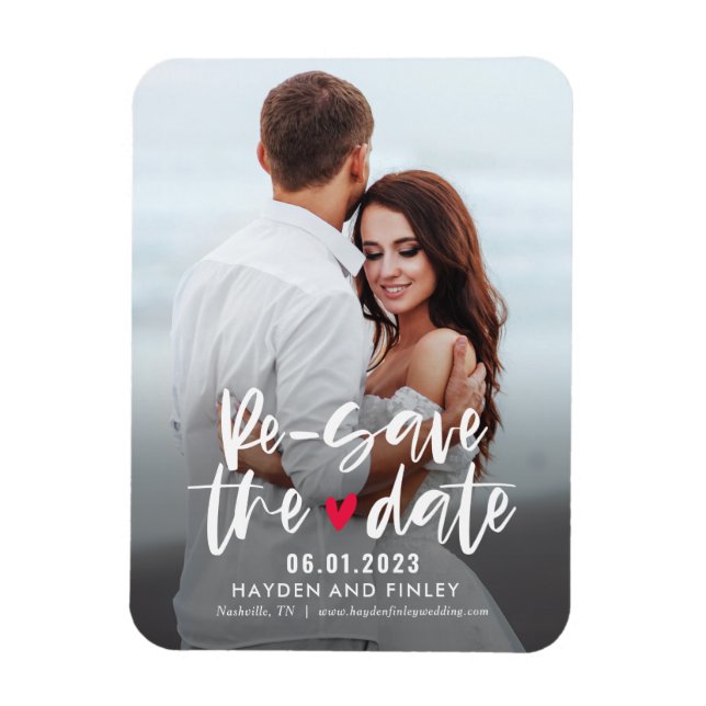 Charming Heart EDITABLE COLOR Resave The Date Magnet (Vertical)