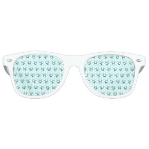 Charming heart pattern in mint green retro sunglasses