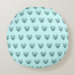 Charming heart pattern in mint green round pillow