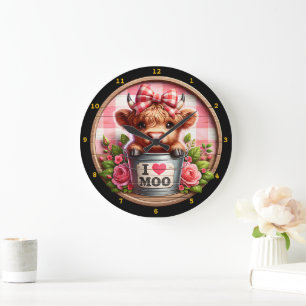Charming Highland Cow Large Clock