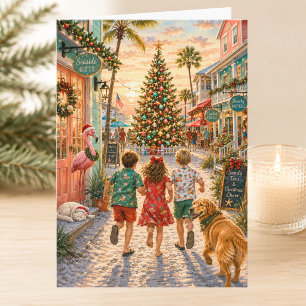 Charming Holiday at the Beach Merry Christmas Card