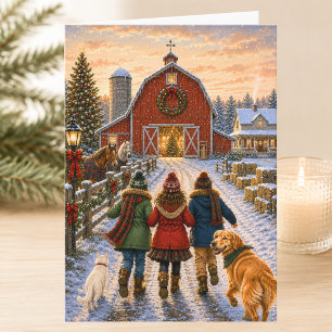 Charming Holiday Country Christmas Merry Christmas Card