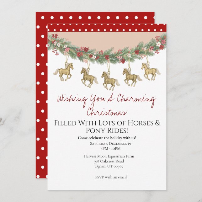 Charming Horse Christmas Invitation (Front/Back)