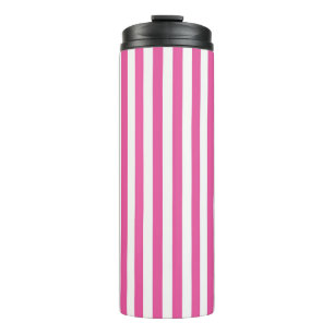 Charming Hot Pink and White Vertical Stripes Thermal Tumbler
