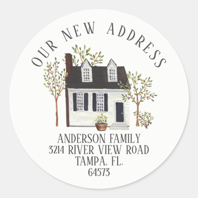 Charming House Our New Address Label Sticker (Front)