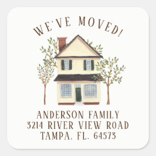 Charming House We've Moved Address Label Sticker