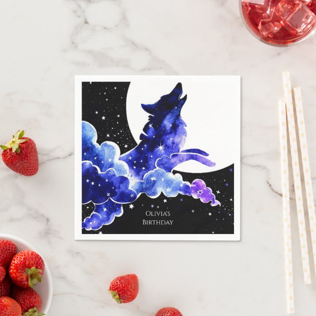 Charming Howling Wolf Birthday Napkin (Insitu)