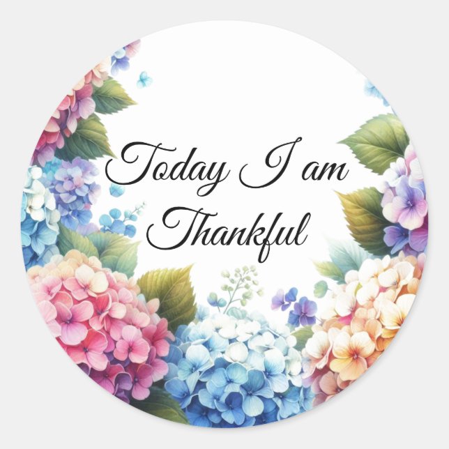 Charming Hydrangea Thankfulness Sticker (Front)