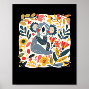 Charming Illustration Of A Koala Surrounded Poster