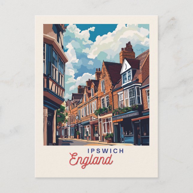 Charming Ipswich England  Postcard (Front)