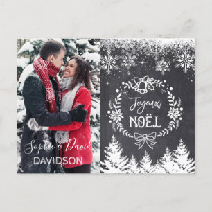 Charming JOYEUX NOËL Chalkboard Photo Invitation Postcard