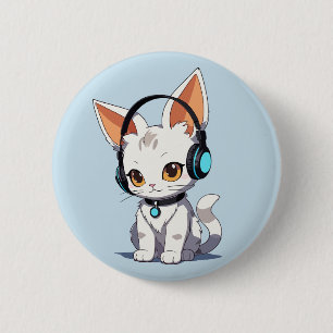 Charming Kawaii Cat Design 2 Inch Round Button