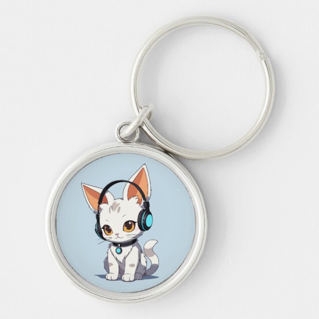 Charming Kawaii Cat Design Keychain (Front)