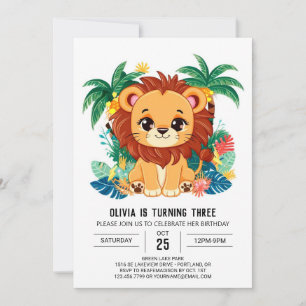 Charming Kids Lion Digital Birthday Invitation