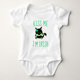 Charming Kiss Me I'm Irish Cat Baby Bodysuit