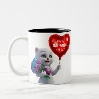 Charming Kitten National Cat Day T-Shirt Two-Tone Coffee Mug