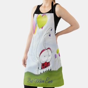Charming Ladybug with Colourful Heart Balloons Apron