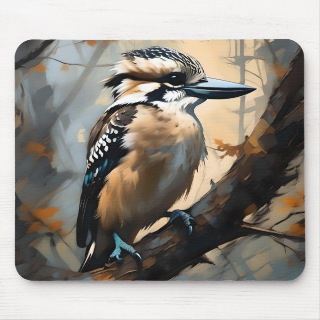 Charming Laughter: Kookaburra in Oil Paint Mouse Pad (Front)