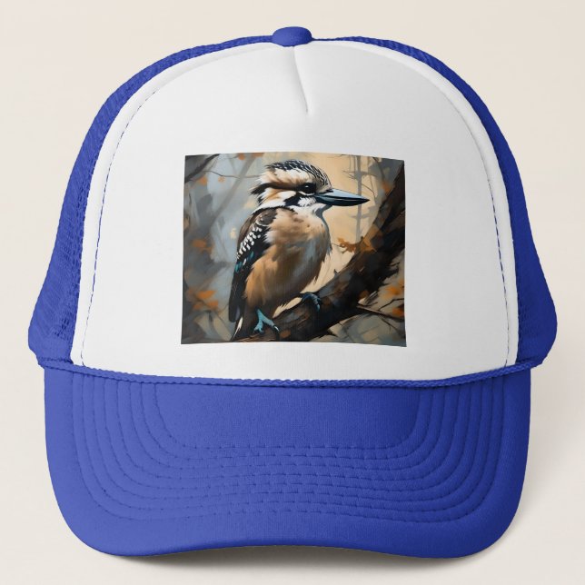Charming Laughter: Kookaburra in Oil Paint Trucker Hat (Front)