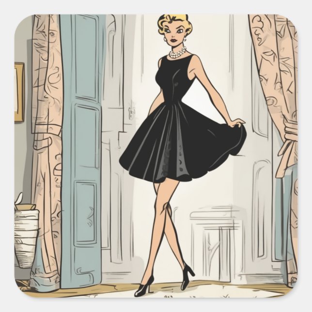 Charming LBD Fashion Decal Square Sticker (Front)