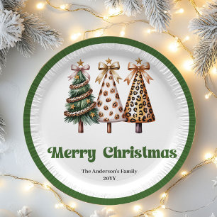 Charming Leopard Christmas Tree Custom Paper Plate
