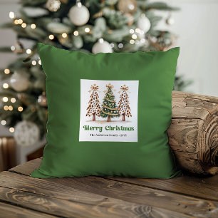 Charming Leopard Print Christmas Name Custom Pillo Throw Pillow
