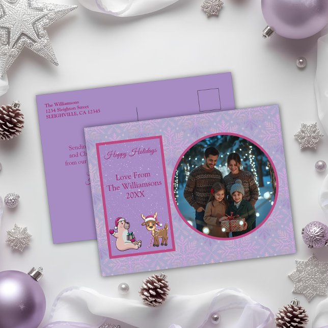 Charming Lilac Famille Photo Holiday Carte postale (Créateur téléchargé)