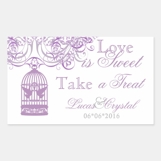 Charming Liliac Birdcage Candy Buffet Sticker (Front)