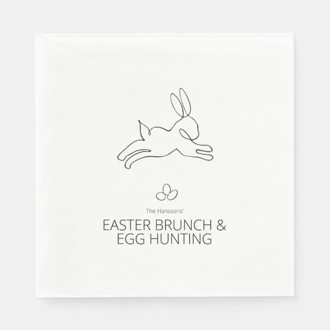 Charming line drawing of the Easter Bunny Napkin (Front)