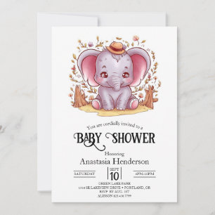 Charming Magical Elephant Digital Baby Shower Invitation