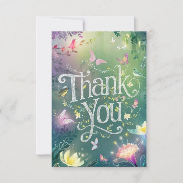 Charming Magical Greenery Woodland Thank You Card (Front)