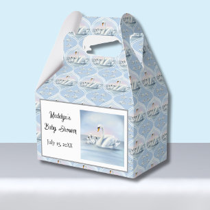 Charming Mama Swan With Babies in Peach Sunset Favor Box