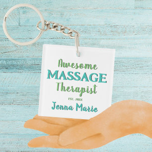 Charming Massage Therapist Text Art Keychain