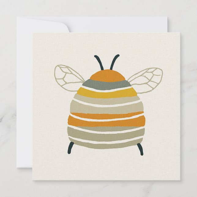 Charming Mid‑Century Honeybee Invitation (Front)