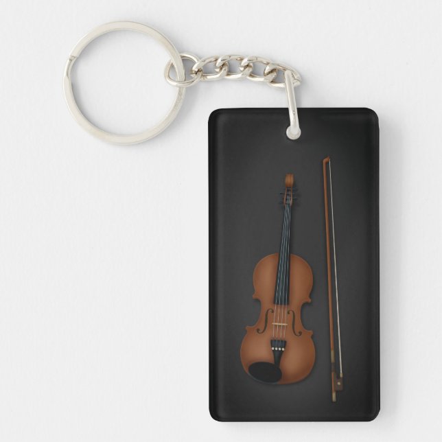 Charming Miniature Violin & Bow Classical Music Keychain (Front)