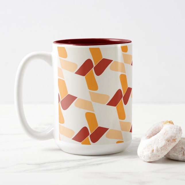 Charming Modern Abstract Two-Tone Coffee Mug (With Donut)
