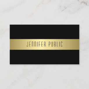 Charming Modern Black And Gold Design Chic Plain Business Card