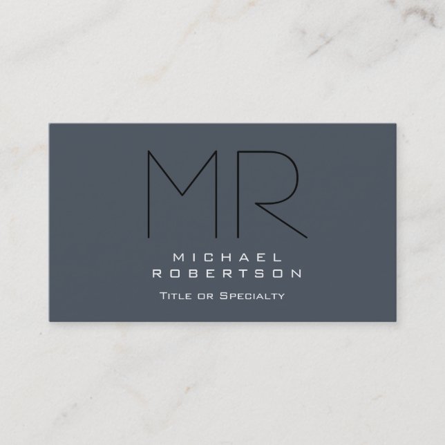 Charming Modern Monogram Grey Clean Business Card (Front)