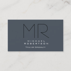 Charming Moderne Monogramme Gris Carte de visite p