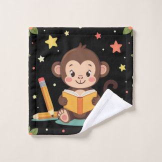 Charming monkey reading floral pattern  bath towel set