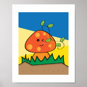 Charming Mushroom Illustration Botanical Art Poster