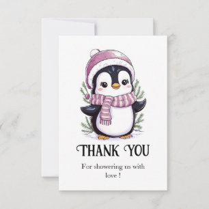 Charming Mystical Penguin Baby Shower Thank You Card